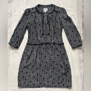 Maeve Black and White Patterned Long Sleeve Dress
